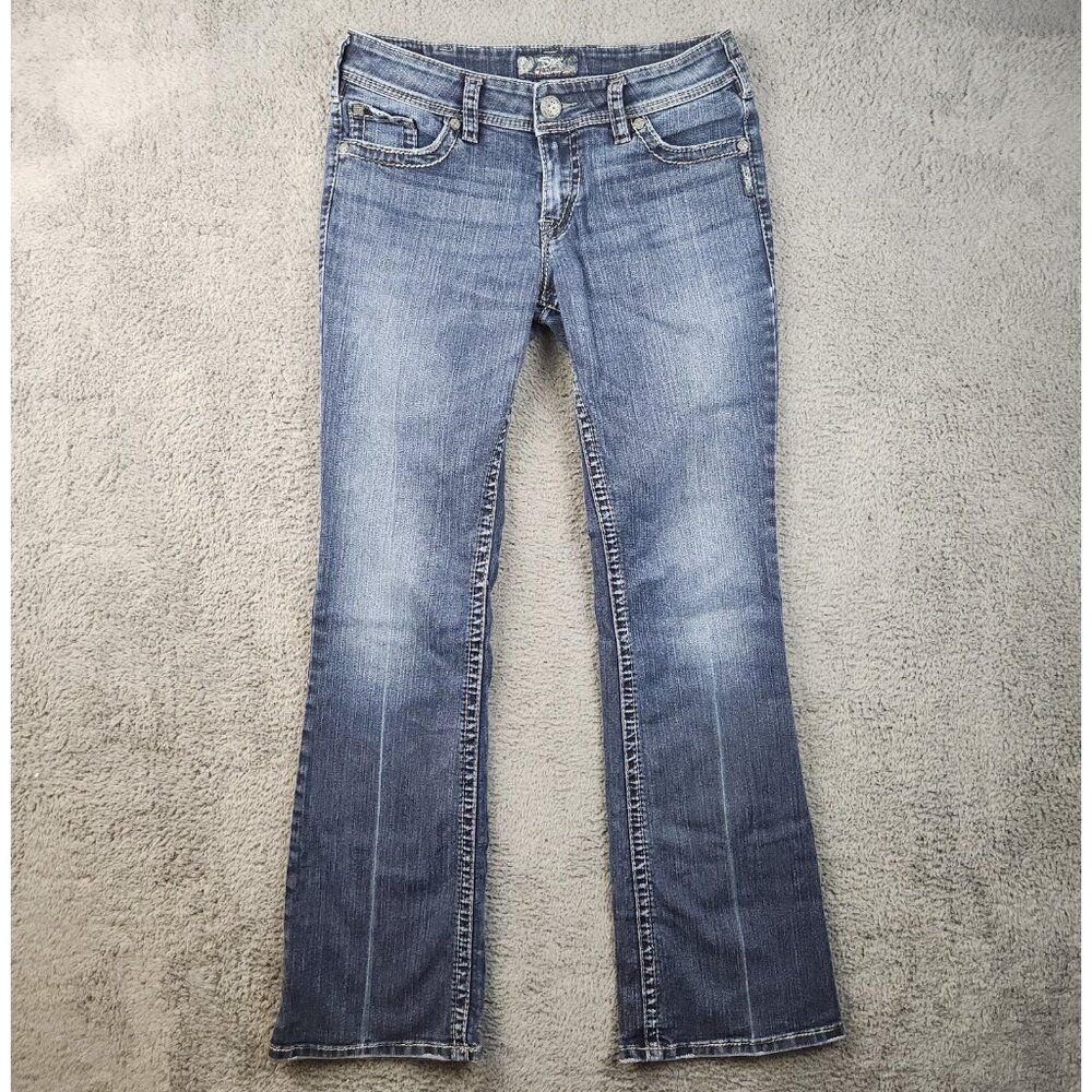 Silver Women's 30x34 Suki Surplus Boot Cut Dark Wash Jeans Flap‎ Pockets
